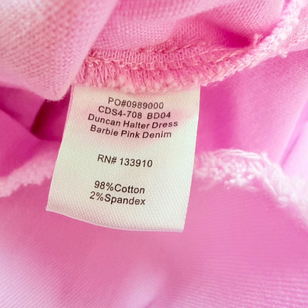 NEW Barbie x Show Me Your Mumu Duncan Halter Dress Pink Denim Mini XXL - Picture 12 of 15